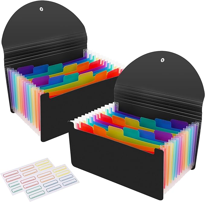 2 Pack 13 Pockets A6 Mini Coupon Organizer Wallet, Expandable Accordion File by CASAON