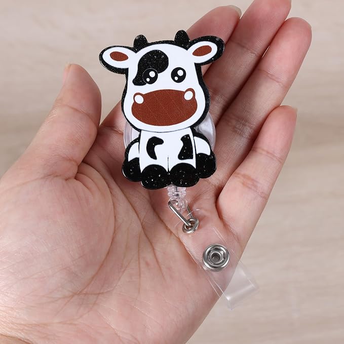 Funny Cow Badge Reel, Cute Pediatric Retractable ID Card Badge Holder, Name Tag - Image 3