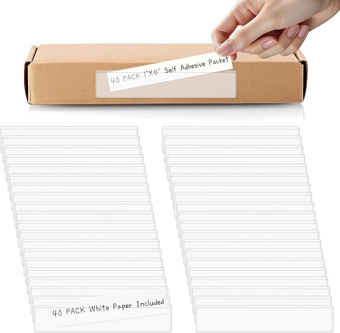 40 PCS Index Card Pockets, Self Adhesive Card Pockets by Unknown