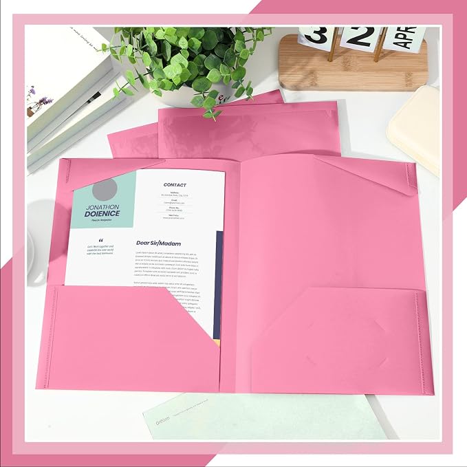 Henoyso 36 Pack Pink Plastic Folders - Image 4