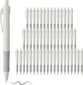 deegtran Pens Bulk, 50 Pack No Bleed White Barrel Black Ink Click Pens by DEEGTRANPENS