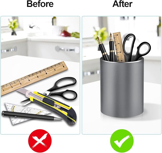 Pen Holder for Desk, Pencil cup Pen Organizer for Desk Metal Pencil Holder Pen - Image 5