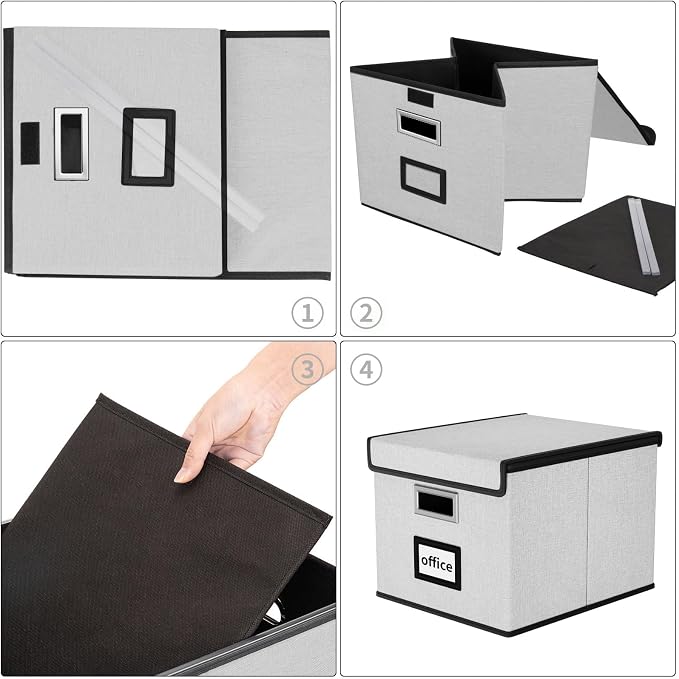 File Organizer Box with Lid, Collapsible File Folder Organizer - Image 6
