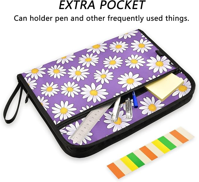 Expanding File Folder Daisies Purple Daisy Flower Accordion File Organizer 13 - Image 6