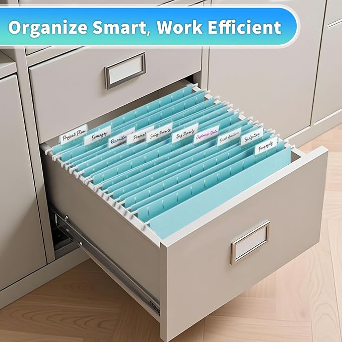 25-Pack Hanging File Folders, Letter Size, Includes 35 Transparent Label Cards - Image 5