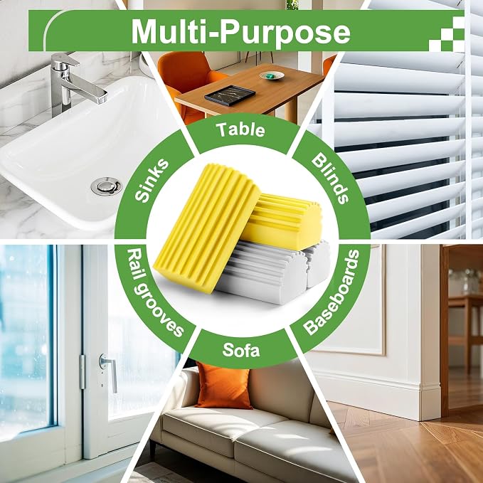Jeymei 4-Pack Damp Clean Duster Sponge, Sponge Cleaning Brush, Duster - Image 5