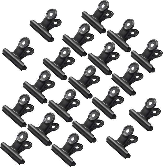 20 Pack Antique Black Bulldog Clips - 50mm Small Metal Paper Clips Clamps by Unknown