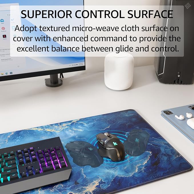 KTRIO Large Gaming Mouse Pad, Desk Mat, 31.5 x 11.8 in, XL | Smooth Micro-Weave - Image 2