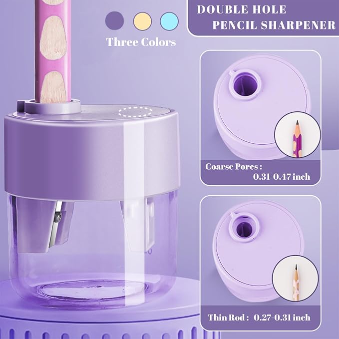 3 Pack Manual Pencil Sharpeners, Double Hole Design - Image 2