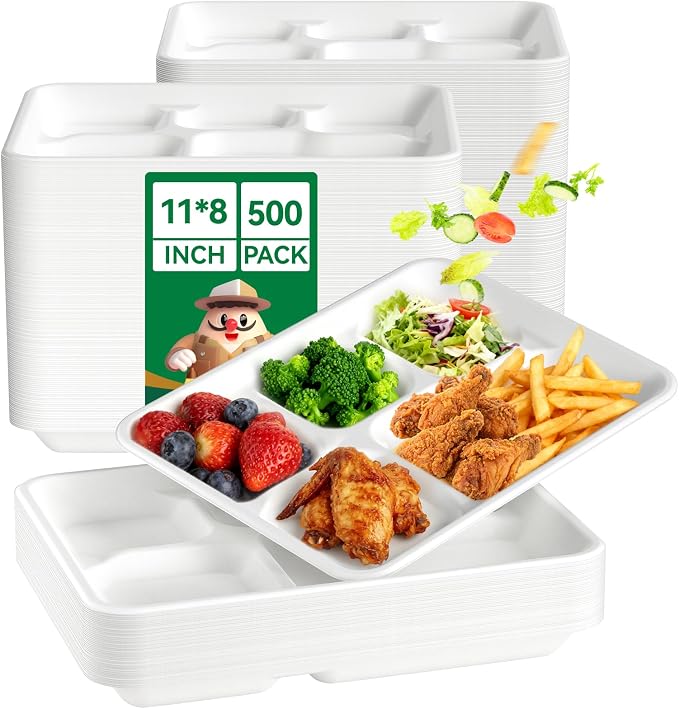 JOLLY CHEF Compostable  Compartment Paper Plates  *   Heavy by JOLLYCHEF