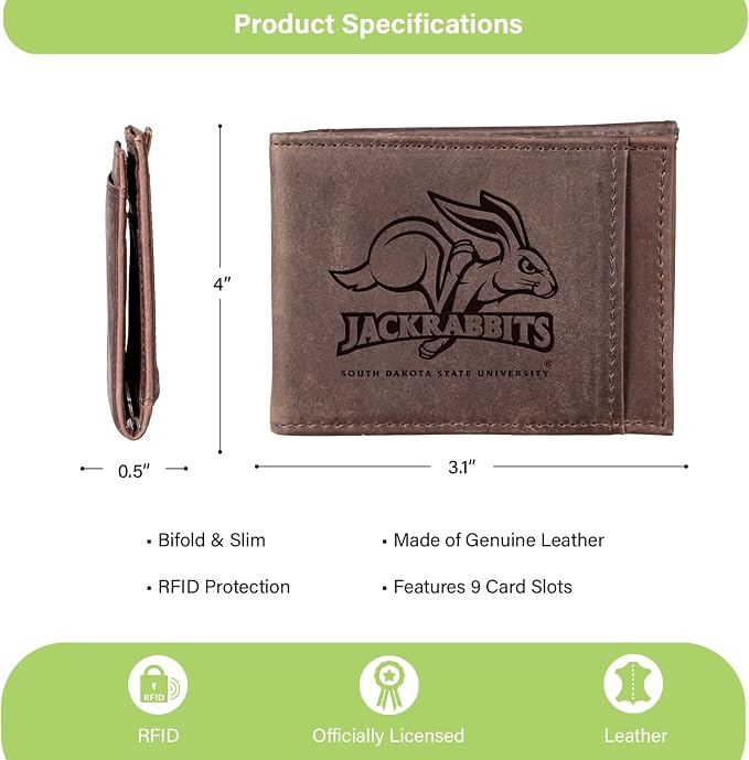 Team Sports America NCAA South Dakota State University Front Pocket Slim Wallet - Image 4