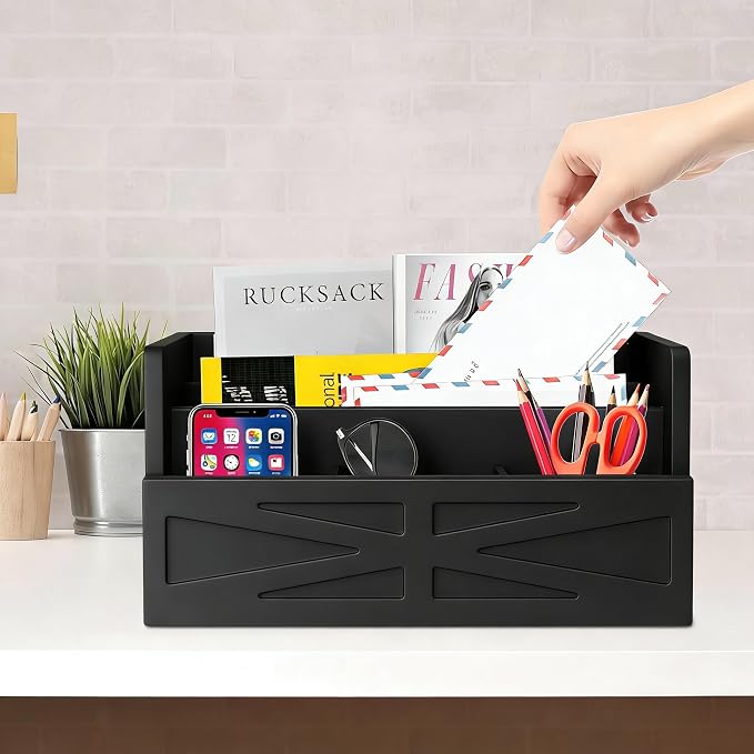 Mail Organizer Countertop, Wood Mail Holder Sorter - Image 4