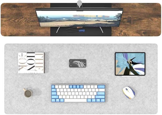 DAWNTREES Non-Slip Felt Desk Mat | 36''x16'' | Large Computer Desk Mat Keyboard - Image 4