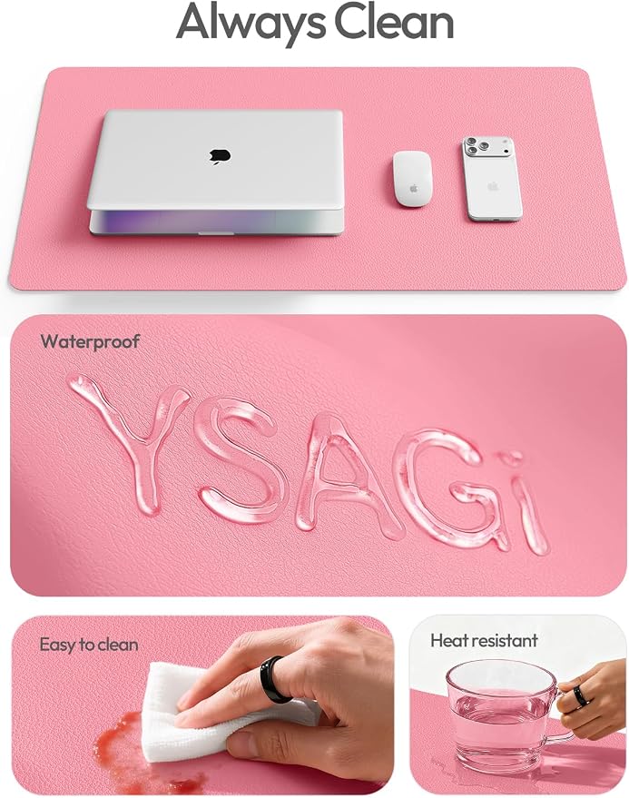 YSAGi Leather Desk Protector, Office Mat, Large Mouse Mat, Non-Slip PU Leather - Image 7