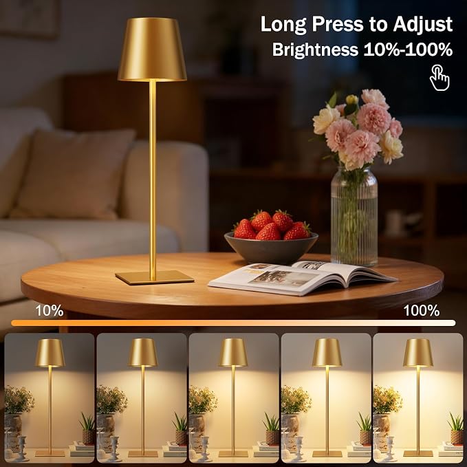 Kakanuo Gold Cordless Rechargeable Table Lamp, 4 Pack Portable Desk Lamp - Image 6