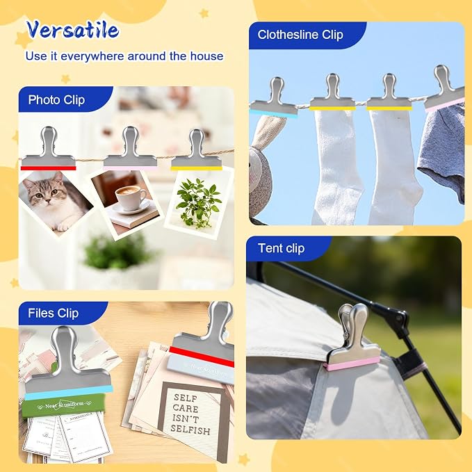 HOUSE AGAIN 6 Pack Stainless Steel Chip Bag Clips Covered - Image 5
