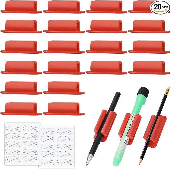 BOBOKA 20Pcs Pencil Holder for Desk, Adhesive Pen Holder for Classroom by BOBOKA