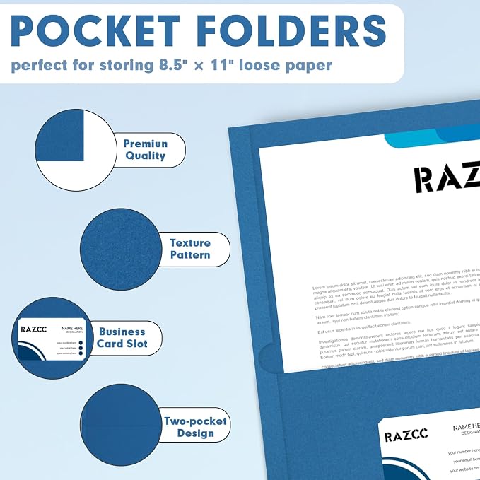 Two Pocket Folders, RAZCC 50 Pack 2 Pocket Folders Fit Letter Size Paper - Image 3