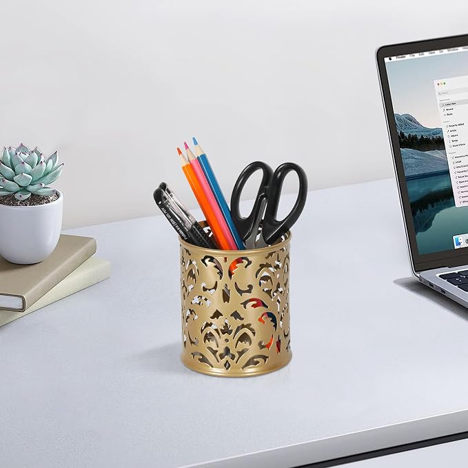 EasyPAG Gold Pen Holder for Desk, 2 Pack Round Pen Organizer, Brush Holder for - Image 5