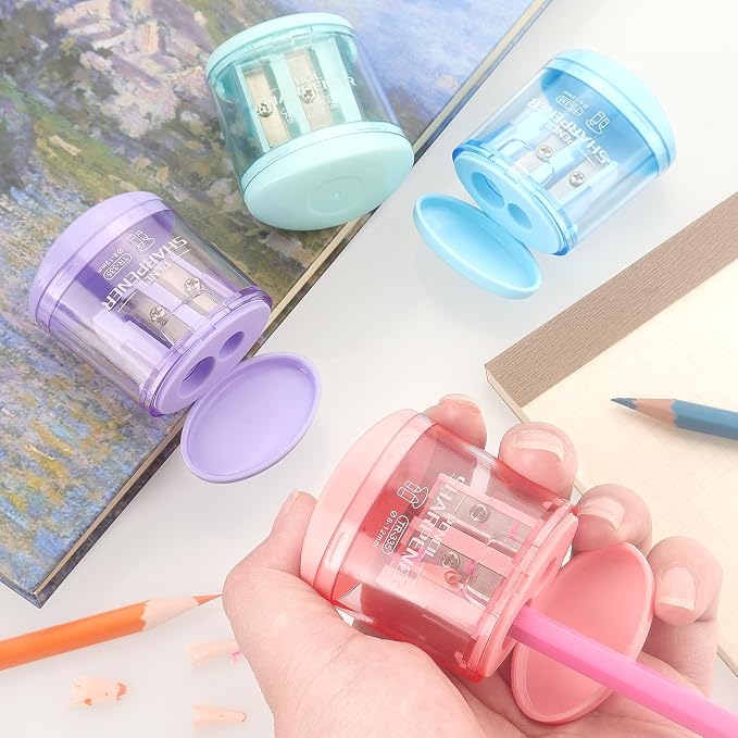 Tamaki 4 Pack Pencil Sharpeners Manual Dual Holes Compact Colored Handheld - Image 7