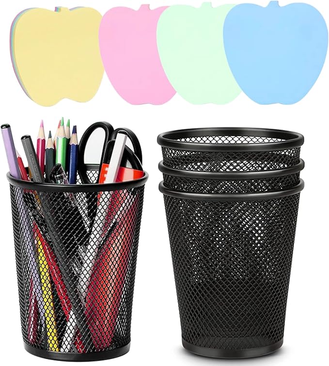 4 Packs Pen Holders, Mesh Pencil Holder Metal Pen Cup Black by gsplmm