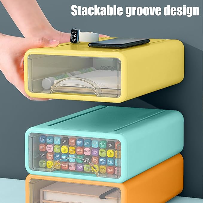 Desk Organizer with Drawers, Stackable Storage Drawers with Compartments - Image 6