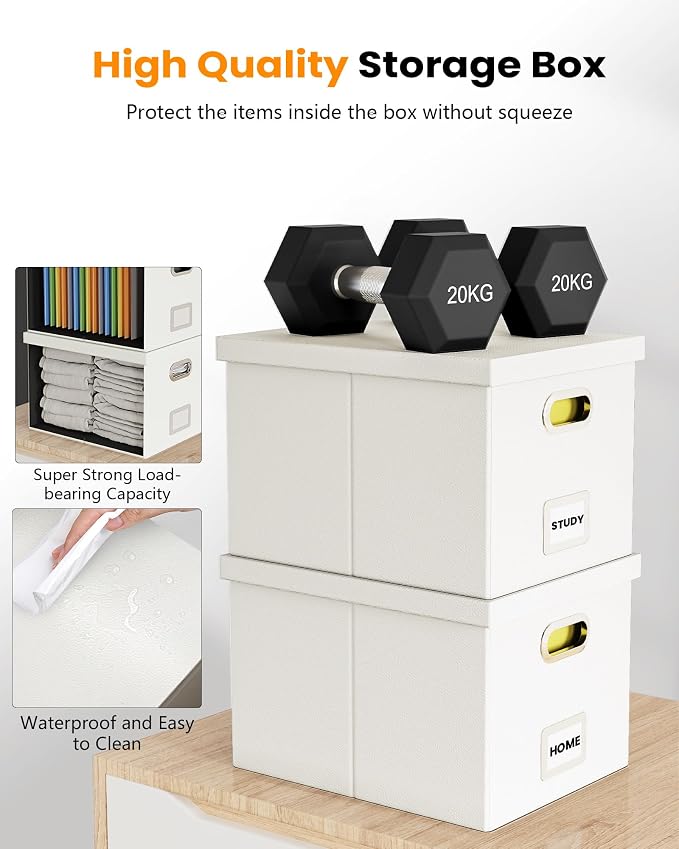 Oterri 2 Pack File Storage Organizer Box, Filing Box, Portable File Box - Image 4