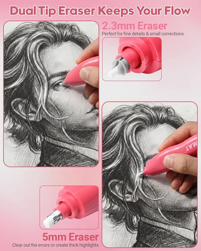 AFMAT Electric Eraser with 140 Eraser Refills, Rechargeable Pencil Erasers - Image 3
