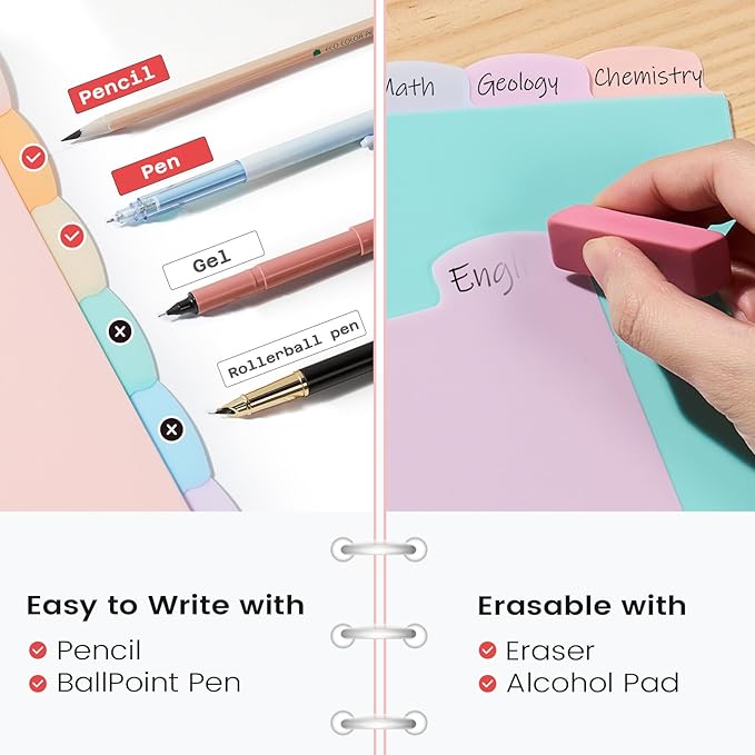 Sooez 6-Tab Durable Plastic Write & Erase Big Tab Dividers - Image 5