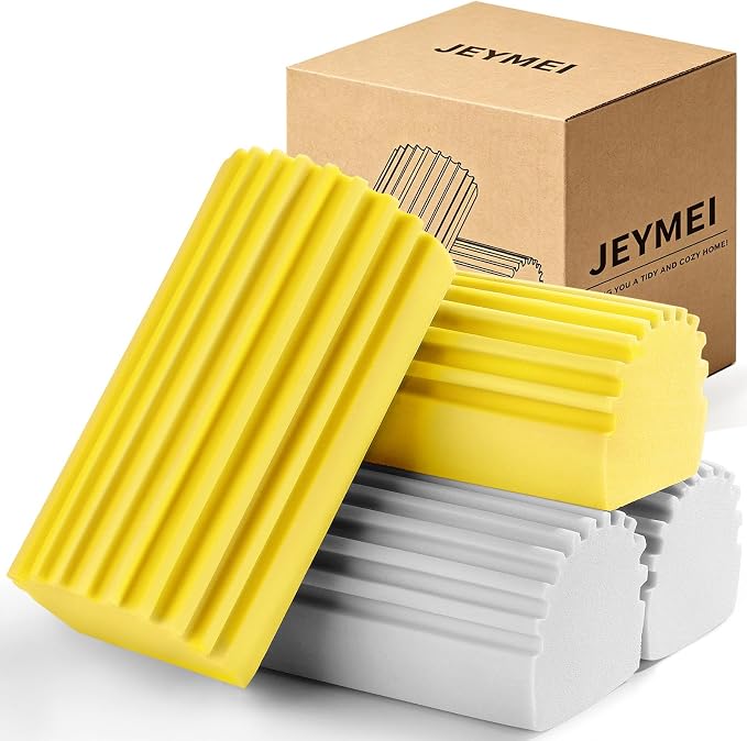 Jeymei 4-Pack Damp Clean Duster Sponge, Sponge Cleaning Brush, Duster by Jeymei