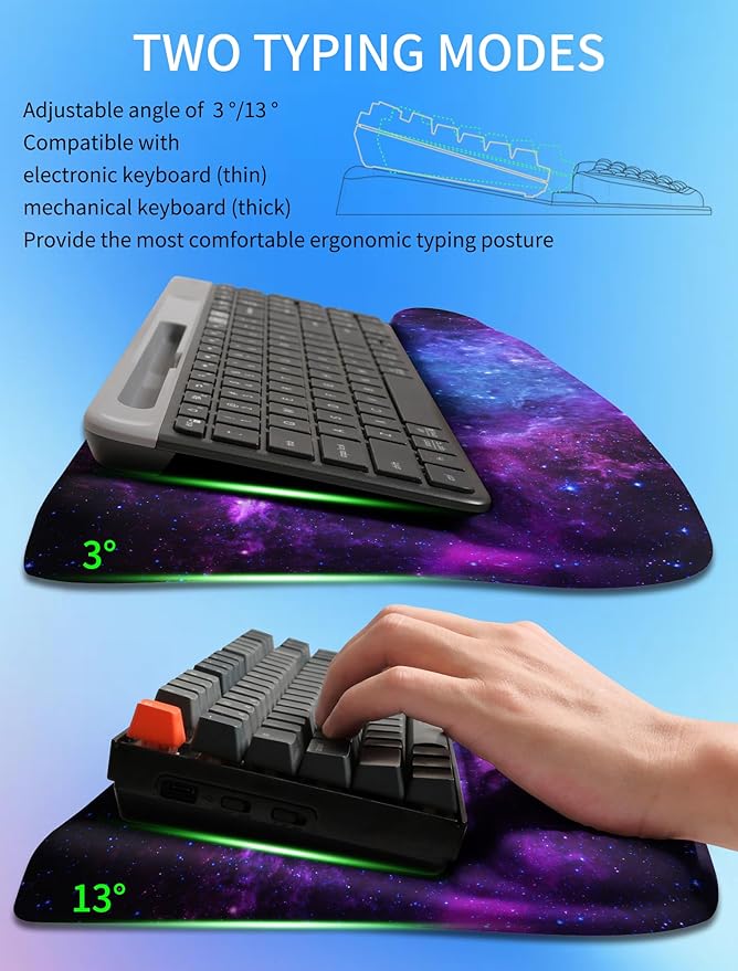 Ergonomic Wave Wrist Rest with Keyboard Stand, Cushioned Palm Rest, Comfortable - Image 2