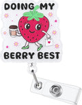 Doing My Berry Best Funny Nurse Badge Reel, Cute Strawberry Retractable ID by Unknown