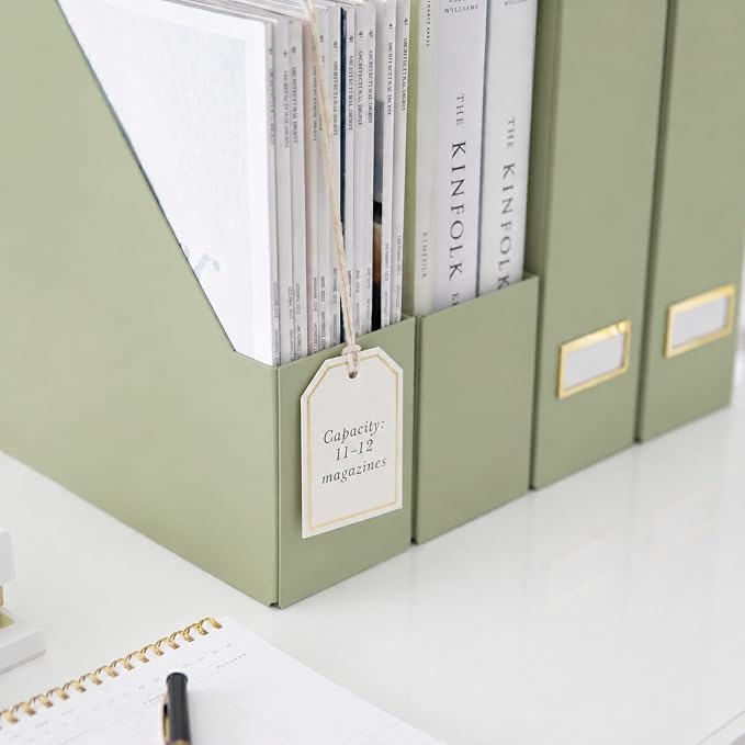 BLU MONACO | Set of 6 Foldable Magazine File Holders in Earth Green | - Image 5