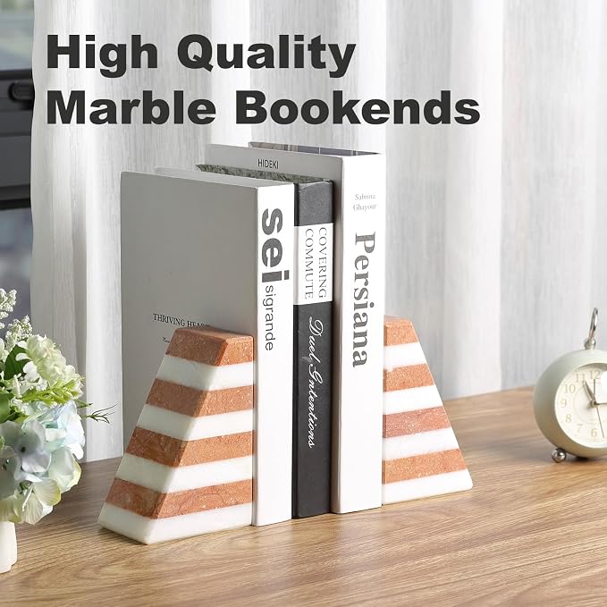 Karibiber Marble Book Ends, Non-Skid Bookends - Image 6