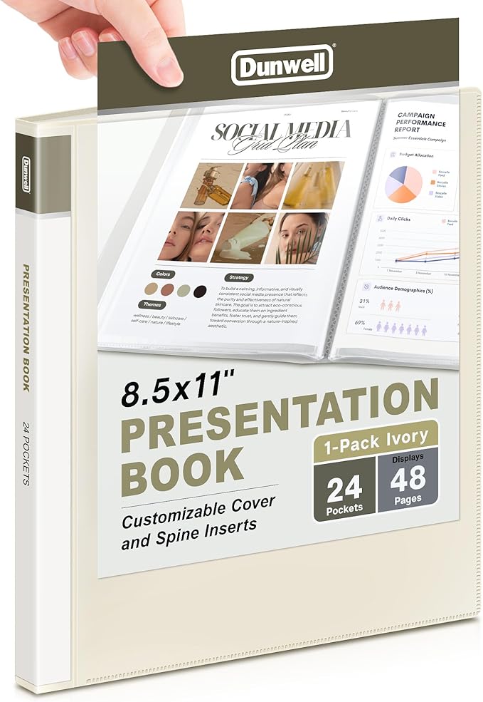 Dunwell Presentation Binder 24-Pocket, Displays 48 Pages, 8.5x11 Portfolio by Dunwell