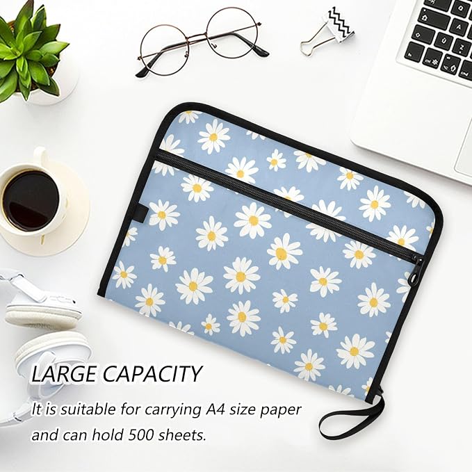 Blue Daisies Accordion File Organizer Expanding Document Folder - Image 6