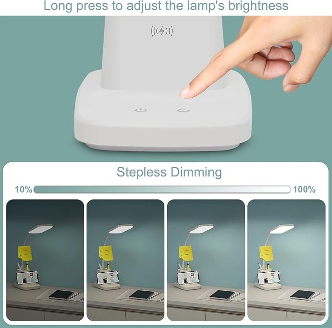 Upgraded LED Desk Lamp with Wireless Charger, 3 Color Modes, CRI 85, 800 Lumen - Image 5
