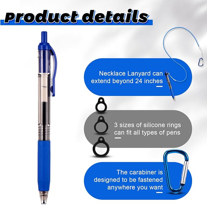Lewtemi 10 Sets 24 Inch Pen Leash Pen Silicone Lanyard Holder - Image 4