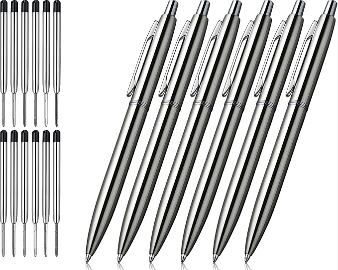 ChaoQ 6 Pcs Retractable Metal Ballpoint Pens, by ChaoQ