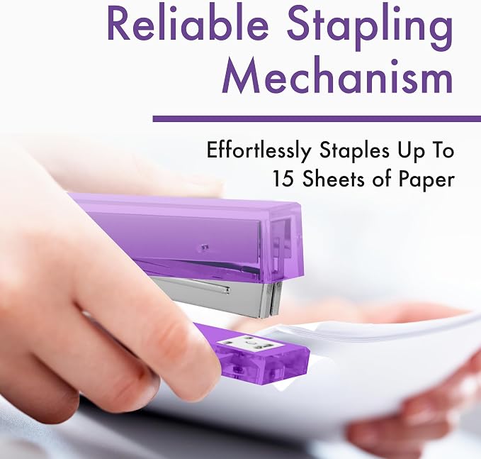 OfficeGoods Acrylic Stapler – Aesthetic & Durable Purple Desk Staple - Image 5