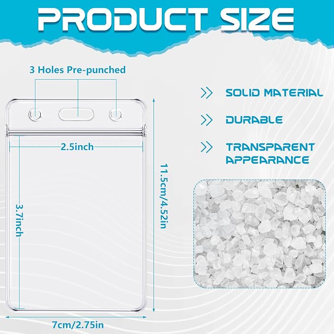 100 Pack Vertical ID Badge Holders Clear Plastic Waterproof Card Holder - Image 2