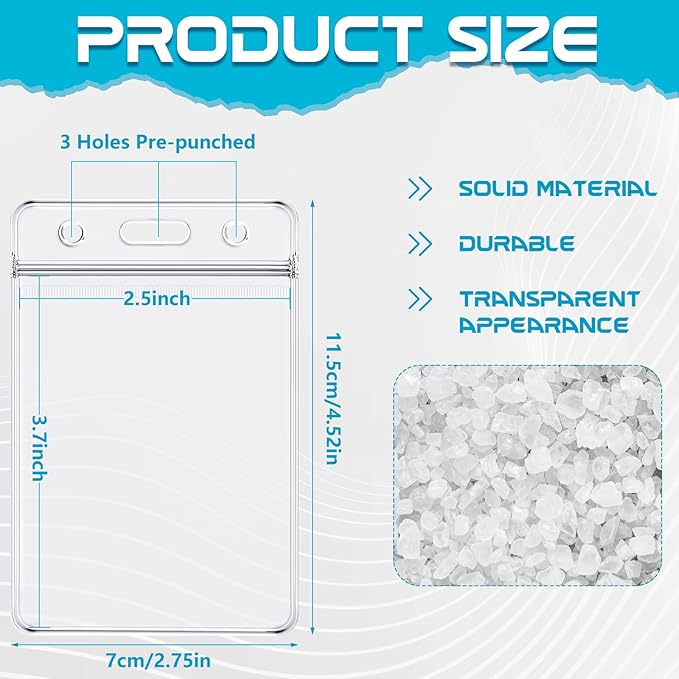 150 Pack Vertical ID Badge Holders Clear Plastic Waterproof Card Holder - Image 2