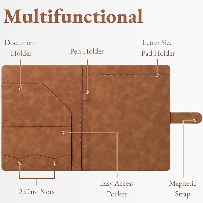 Mymazn Padfolio Portfolio Binder, Faux Leather Interview Resume Folder - Image 2