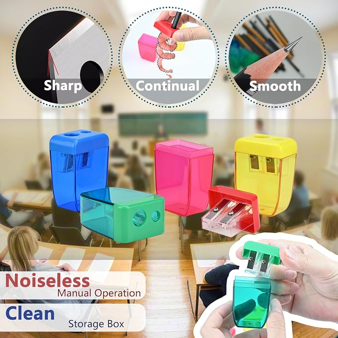 24Pcs Pencil Sharpener Manual, Small Dual Hole Pencil Sharpeners Bulk - Image 5
