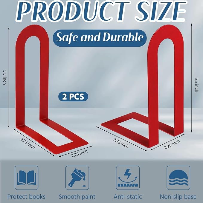 Chunful 2 Pcs Modern Metal Book Ends - Image 3