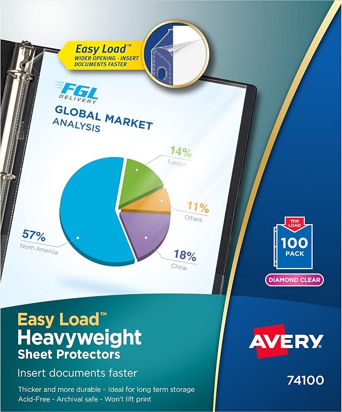 Avery Diamond Clear Heavyweight Sheet Protectors, Easy Load, 100 Document by Avery