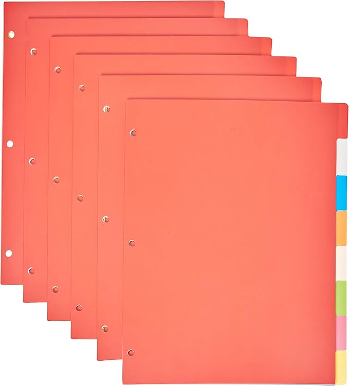 Amazon Basics 8-Tab Plastic Binder Dividers by AmazonBasics