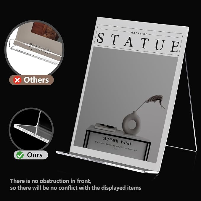 SANRUI 2 Pack Acrylic Book Display Stand 8x11 Inch, A4 Clear Easel Base Holder - Image 4