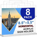 Acrylic Sign Holder 8.5 x 5.5, 8 Pack Double-Sided Standup Table Top Clear Sign by Arrobust
