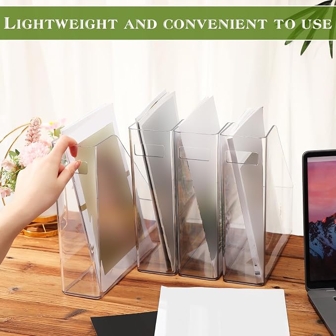 20 Pcs Clear Acrylic Magazine File Holder Plastic Desk Organizer - Image 5
